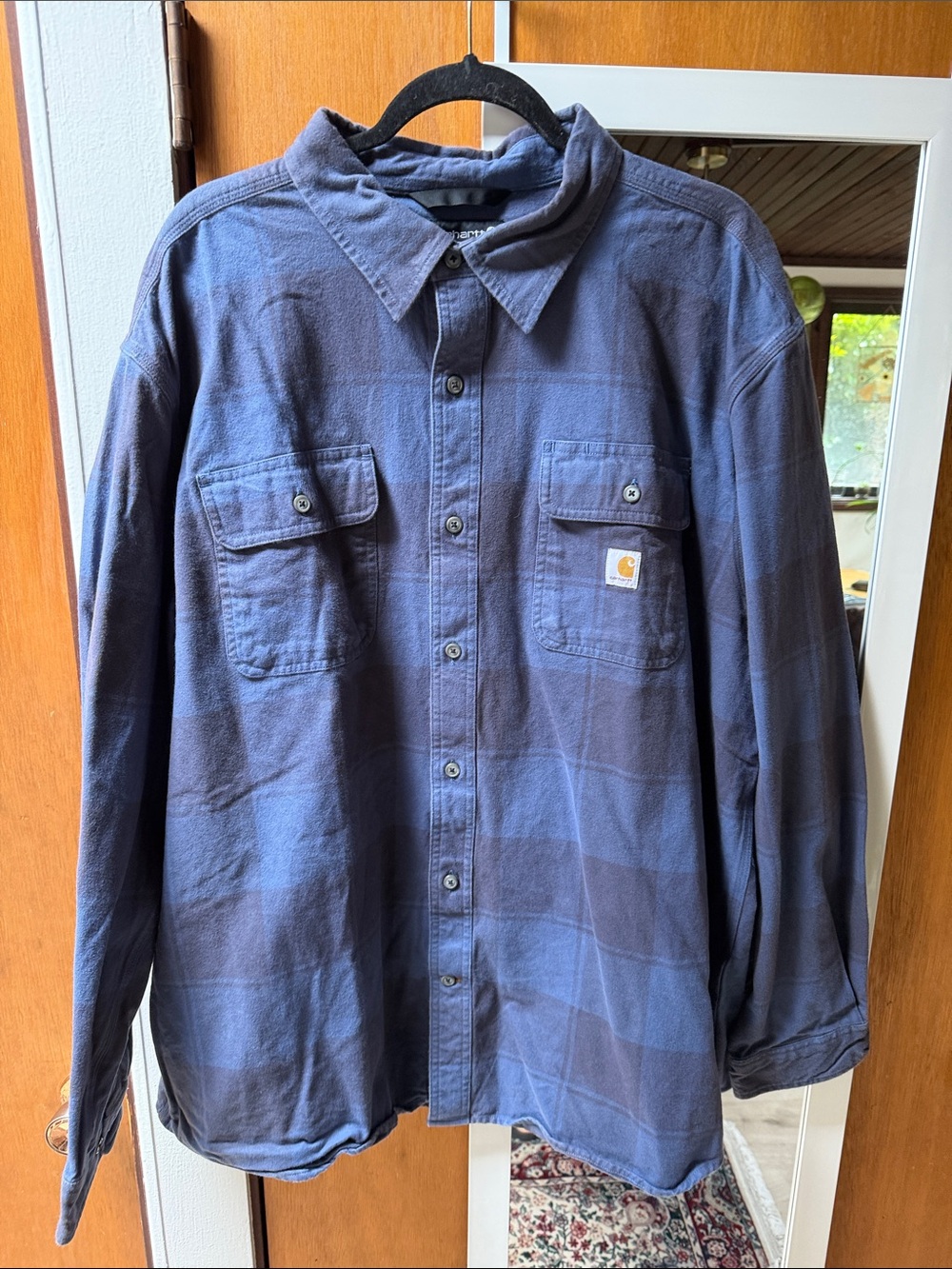Carhartt Blue Plaid Button-Front Work Shirt
